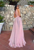 Abito da cerimonia in tulle con cinta Rosa - R.a. Boutique 