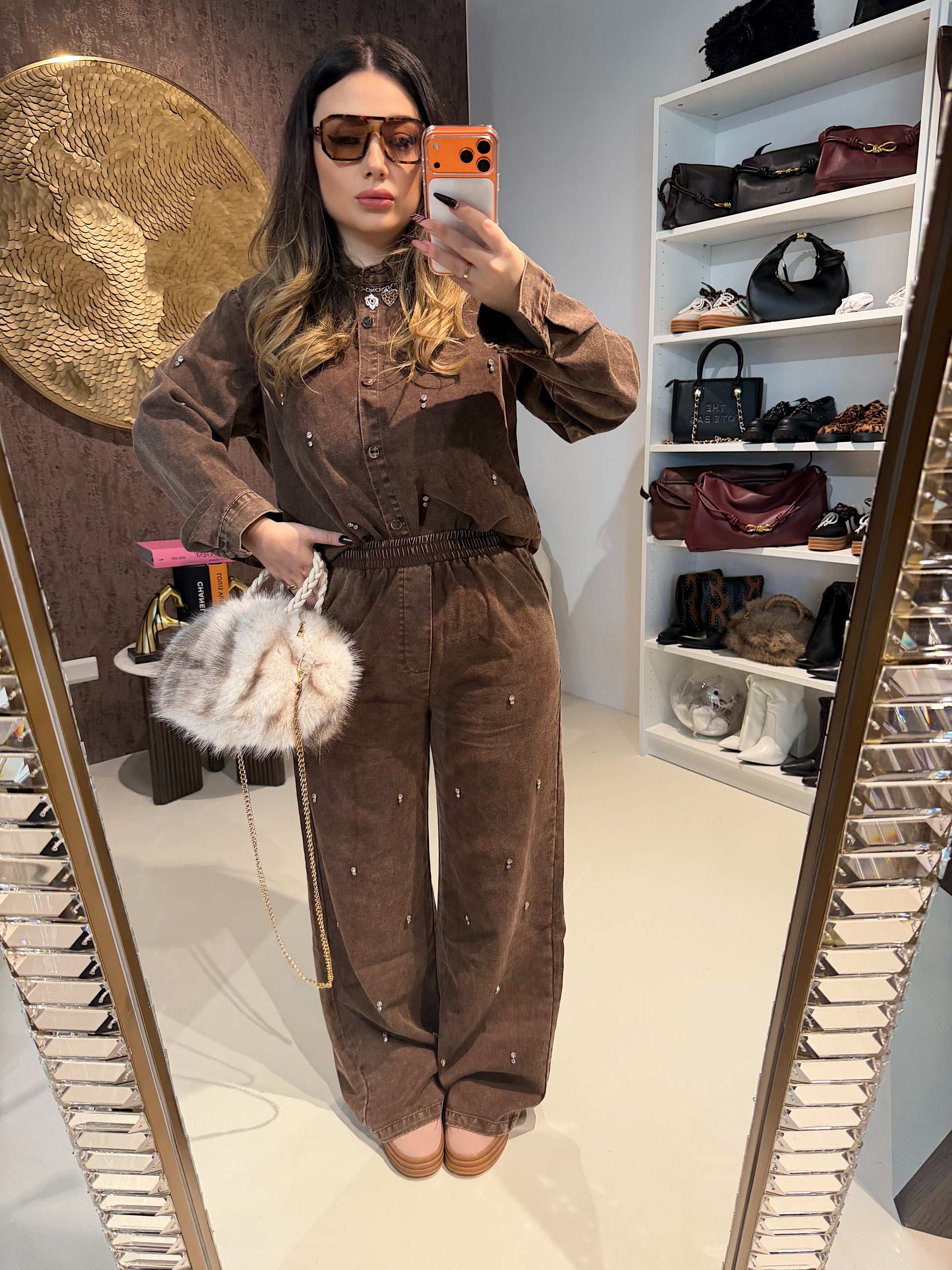 Completo denim dark con strass - R.a. Boutique