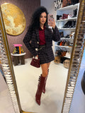 Completo in tweed nero bordeaux - R.a. Boutique