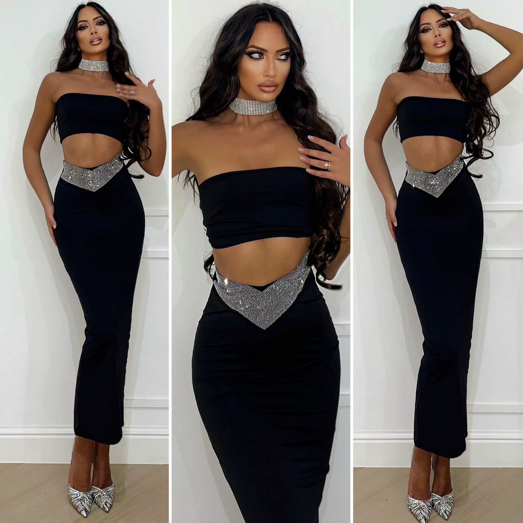 Motel Rocks PAIVA SLIP DRESS IN SATIN SLATE BLUE So
