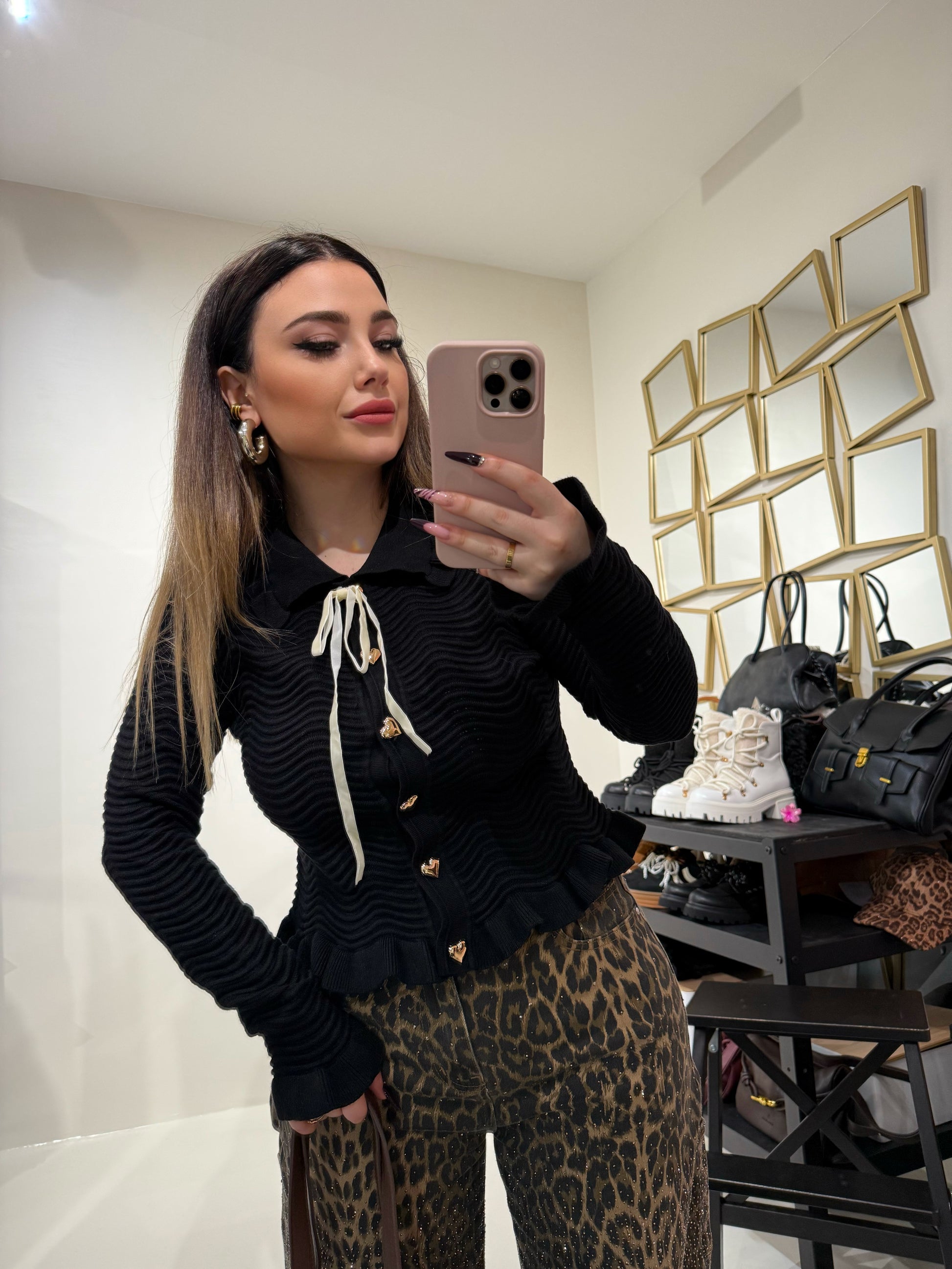 Maglioncino con rouches e bottoni a cuore - R.a. Boutique