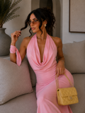 Abito rosa con laccio e scollo - R.a. Boutique