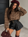 Camicia a Quadri con Brillantini - Marrone Caffè - R.a. Boutique