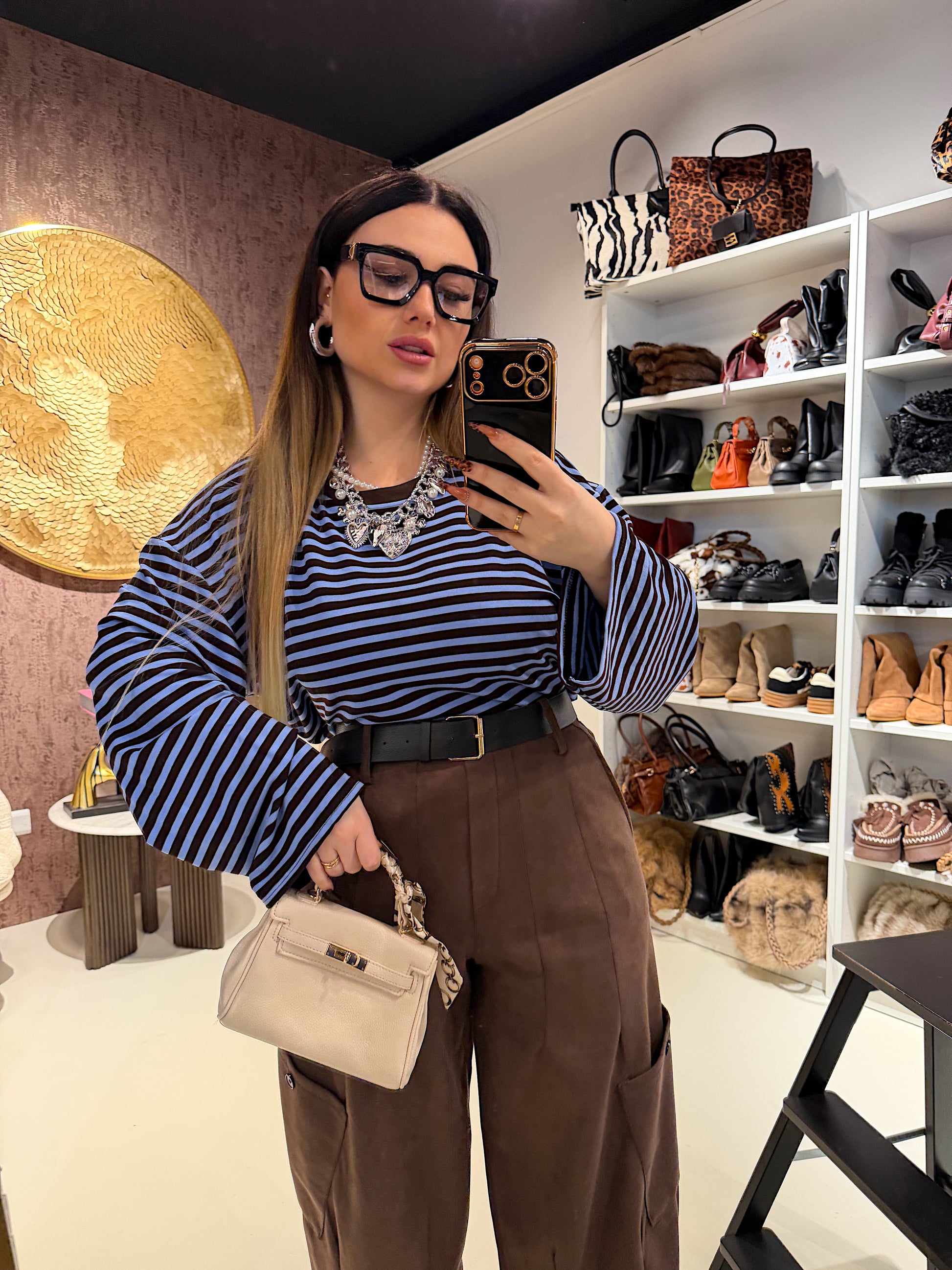 Maglia a righe manica ampia - R.a. Boutique