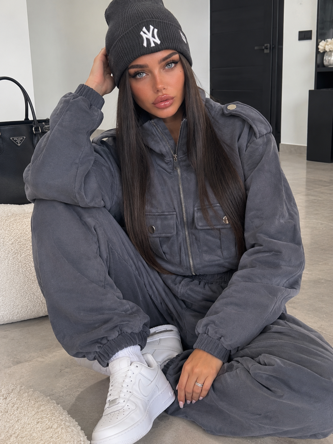 Completo Felpato Urban Cargo Grigio Scuro - R.a. Boutique