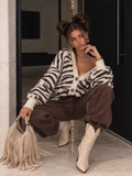 Cardigan Zebrato Panna e Marrone - R.a. Boutique