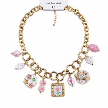 Collana Rosa Romantica con charms floreali - R.a. Boutique
