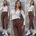 Pantalone vita alta choco - R.a. Boutique 