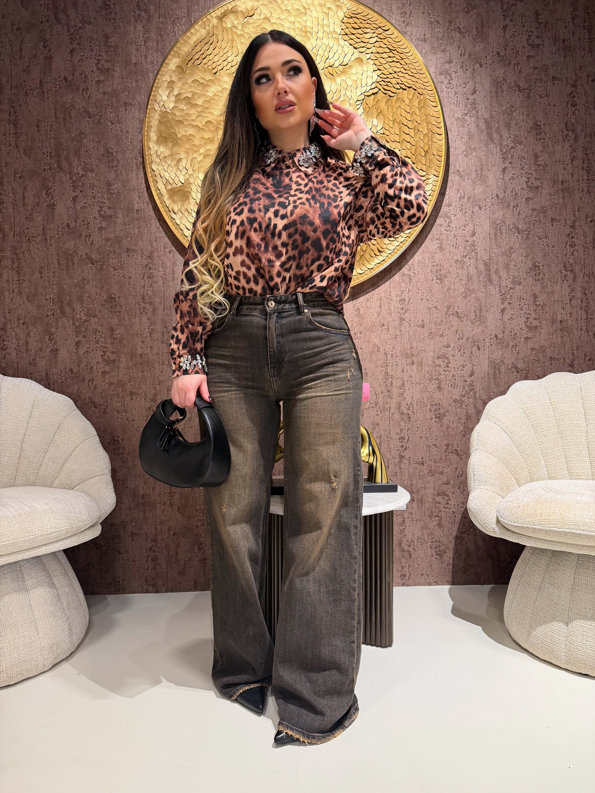 Camicia Animalier con Colletto Gioiello - R.a. Boutique