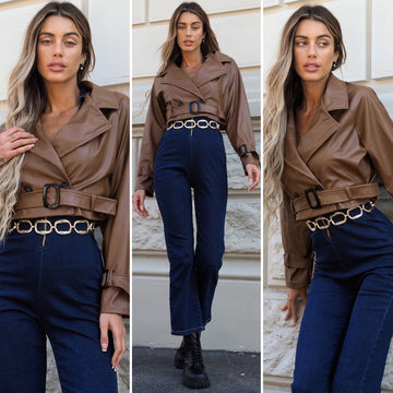 Giacca in ecopelle choco - R.a. Boutique 