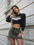 Felpa crop nera aquila - R.a. Boutique 