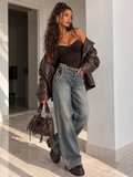 Jeans a Gamba Ampia con Stelle e Strass - R.a. Boutique