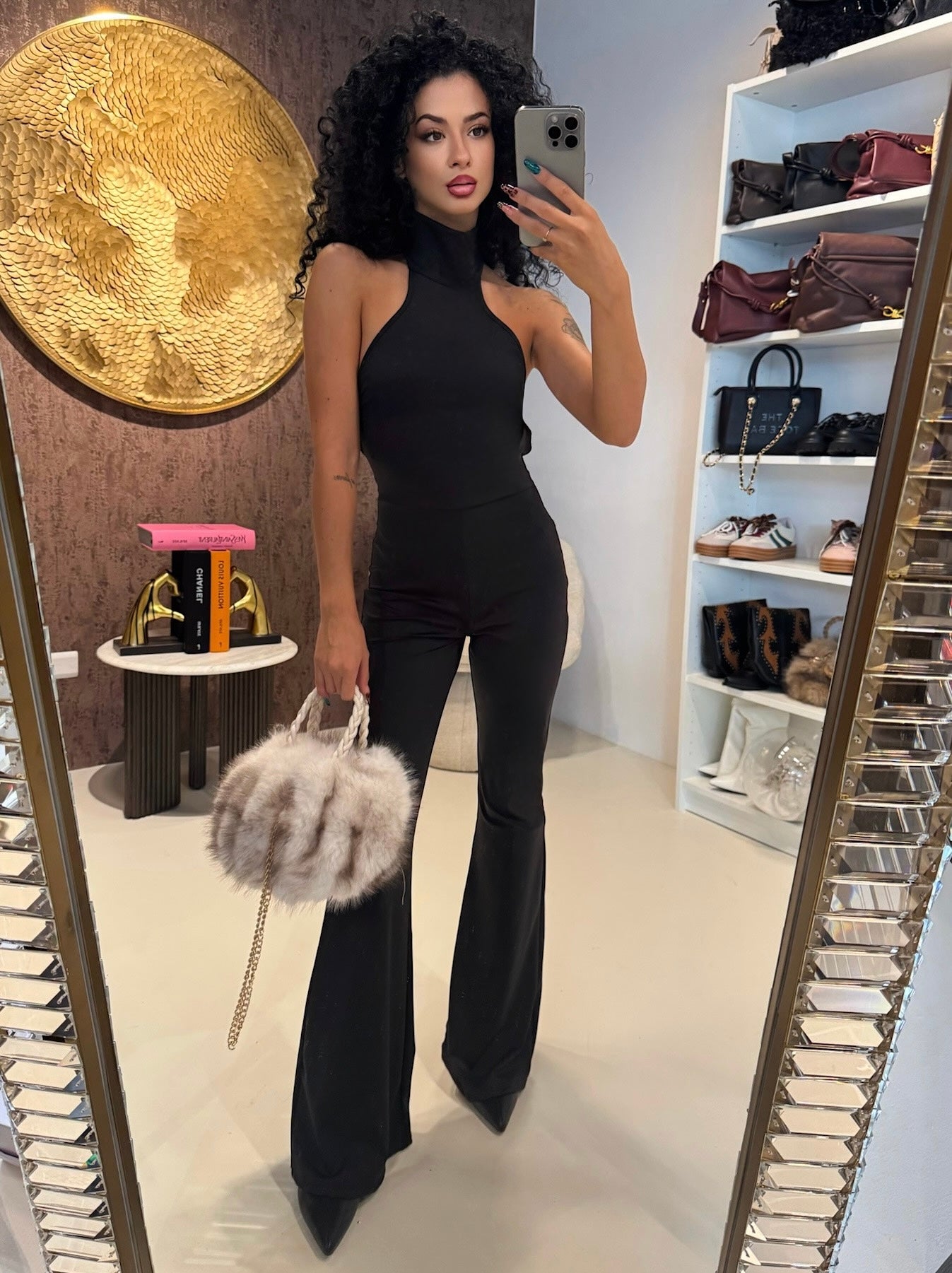 Tuta choker schiena aperta nero - R.a. Boutique