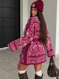 Cardigan Boho Paisley con Frange e Cintura – Fucsia - R.a. Boutique