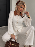 Completo maglia e pantalone con colletto a contrasto - R.a. Boutique