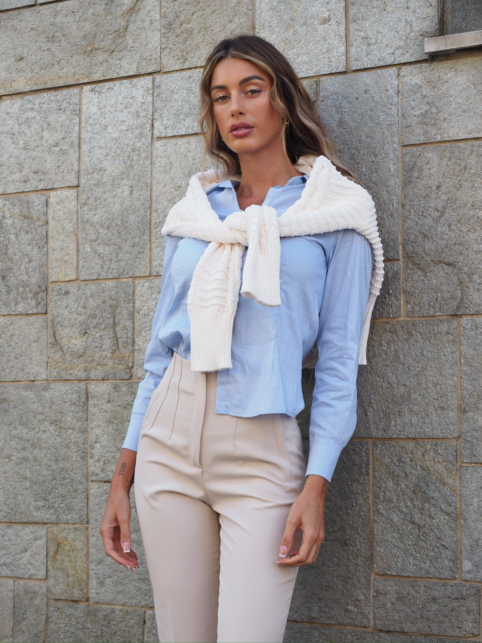 Maglione panna con trecce - R.a. Boutique 