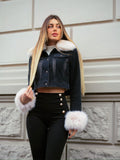 Giaccone in jeans con pelo - R.a. Boutique 