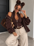 Set Twin Zip in Maglia con Gilet e Giacca - Marrone caffè - R.a. Boutique