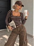 Body a Righe Cioccolato con Pizzo - R.a. Boutique