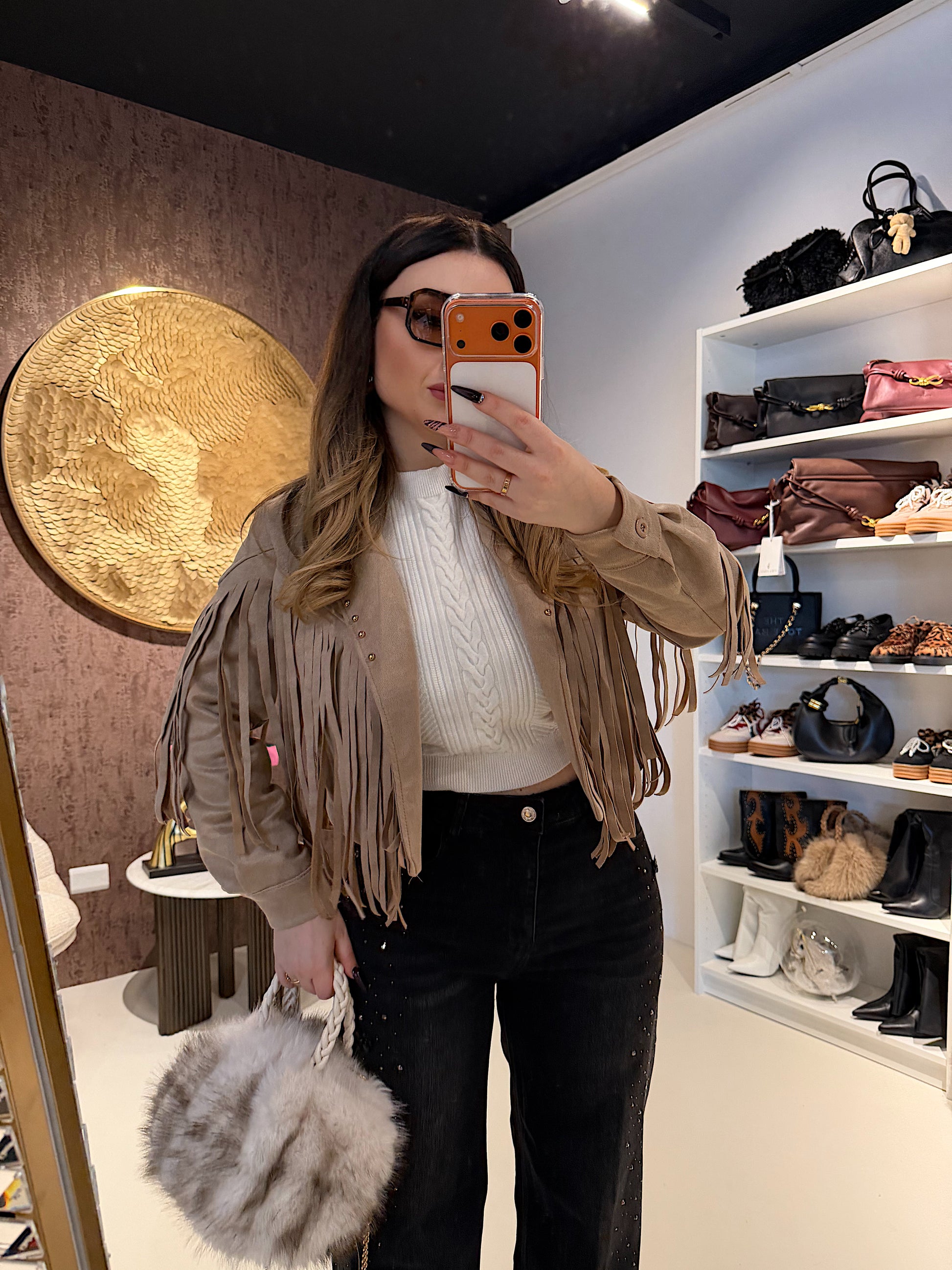 Giacca in camoscio con frange - R.a. Boutique