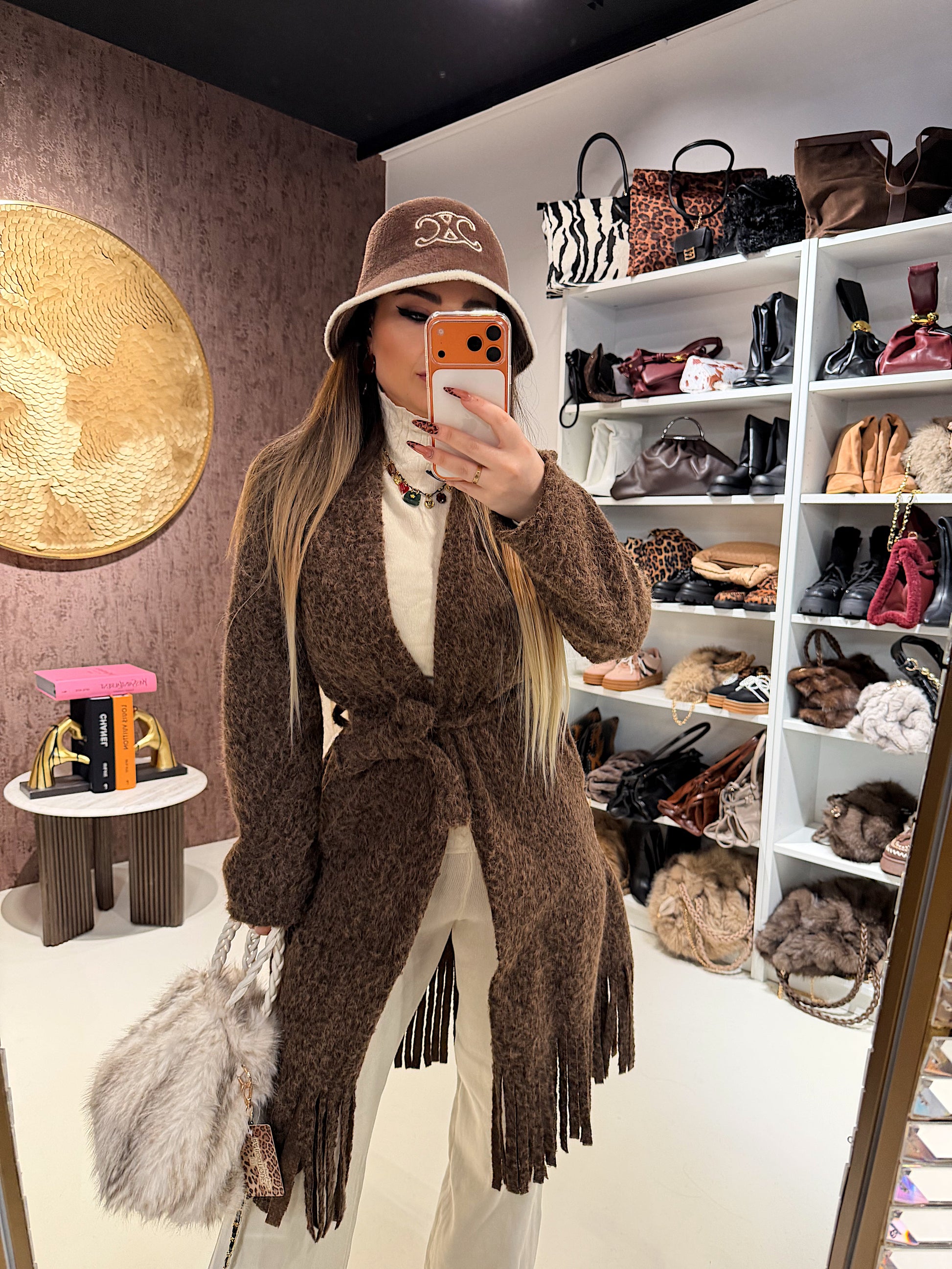 Cappotto con frange e fiocco 3 colori - R.a. Boutique