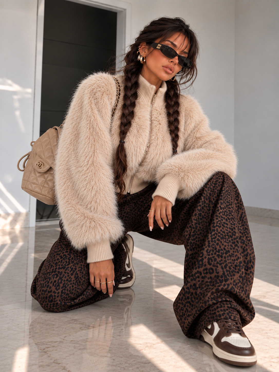 Jeans Barrel Animalier Brown - R.a. Boutique