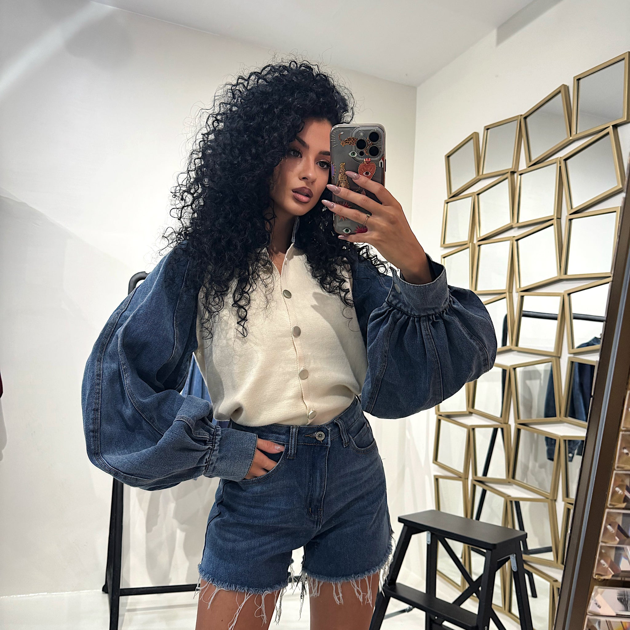 Maglioncino con dettaglio in denim - R.a. Boutique