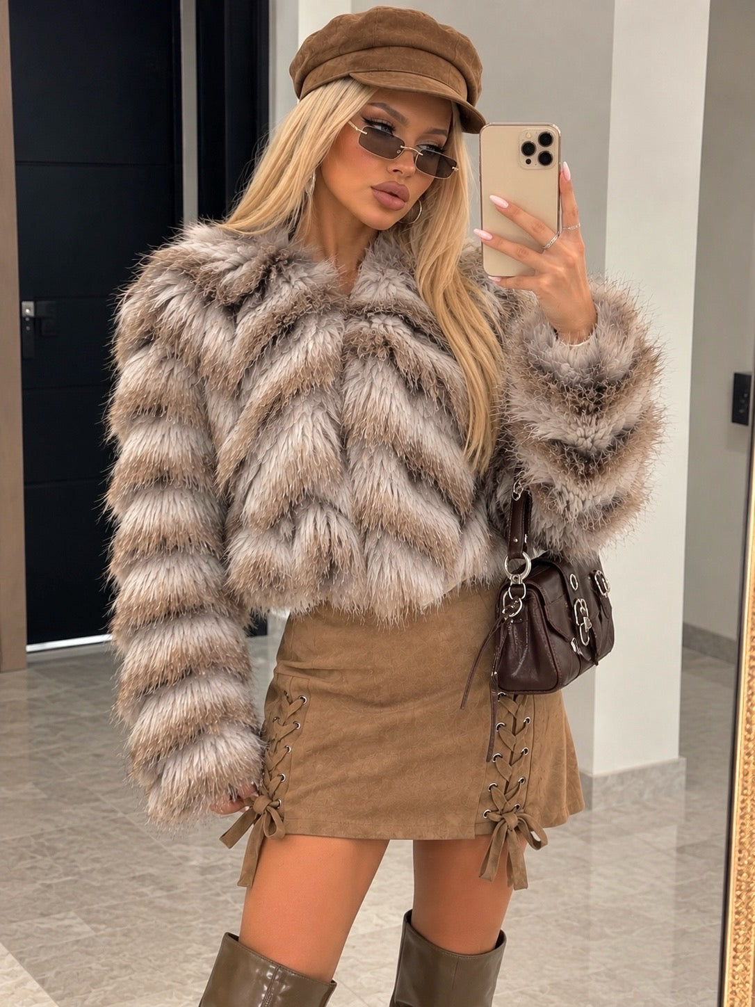Giacca Crop in Ecopelliccia Wild Fur - R.a. Boutique