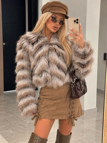 Giacca Crop in Ecopelliccia Wild Fur - R.a. Boutique