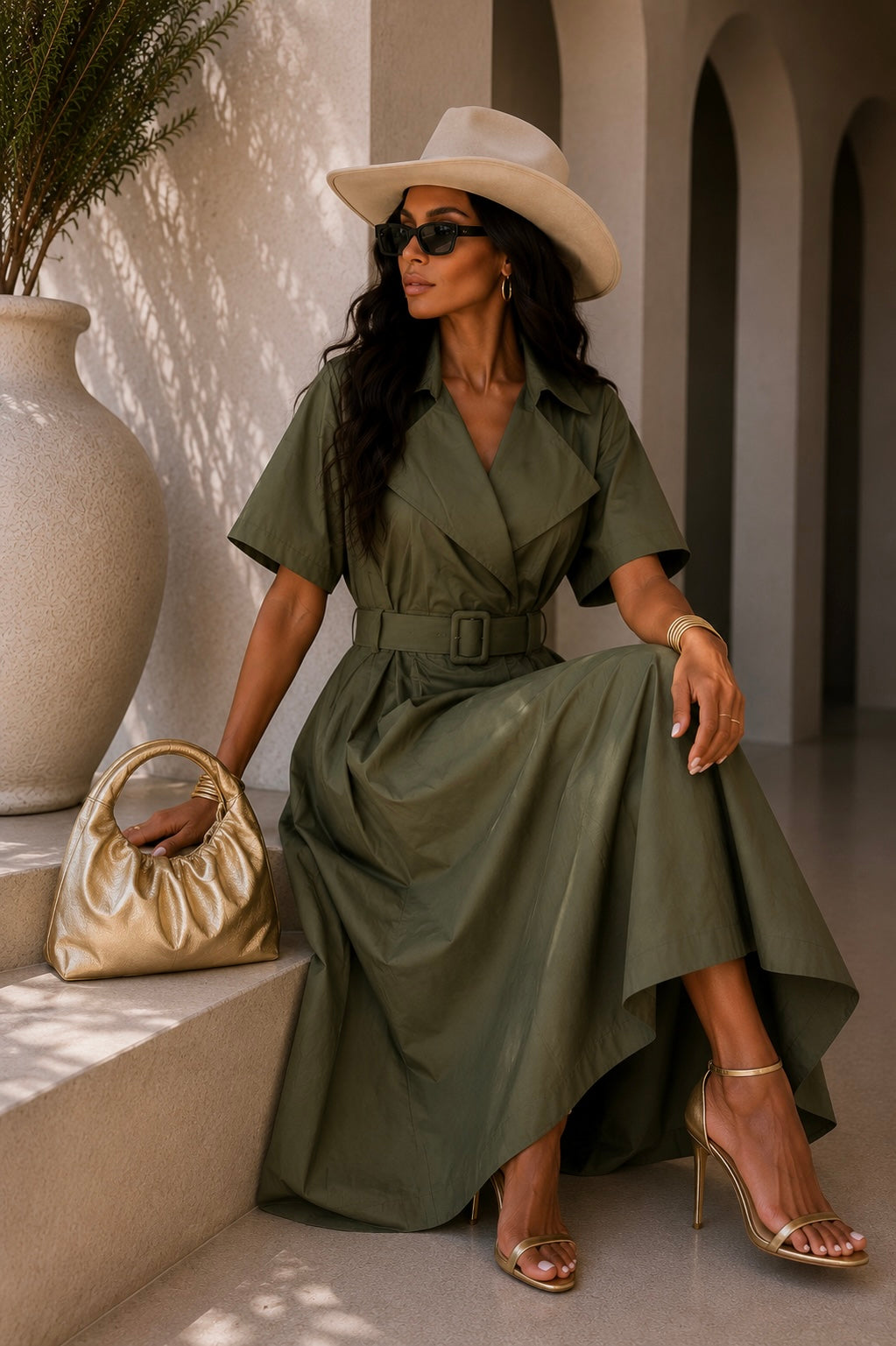 Abito con cintura in vita manica corta - R.a. Boutique