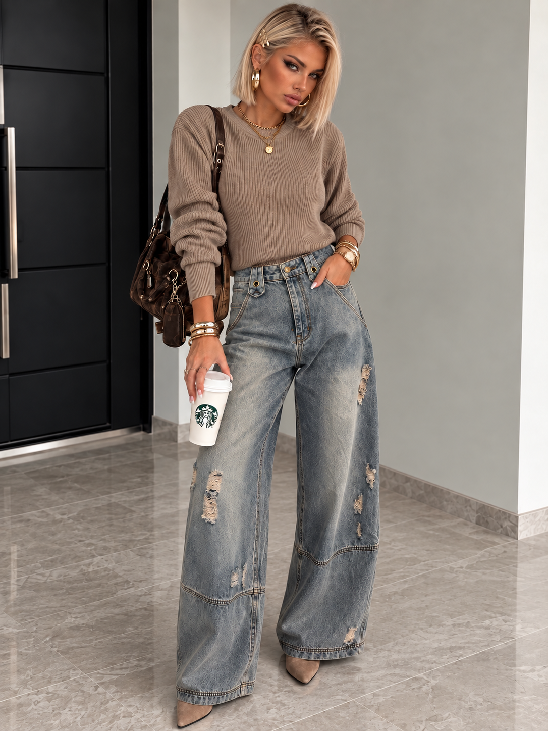 Jeans Balloon Denim Chiaro Strappato - R.a. Boutique