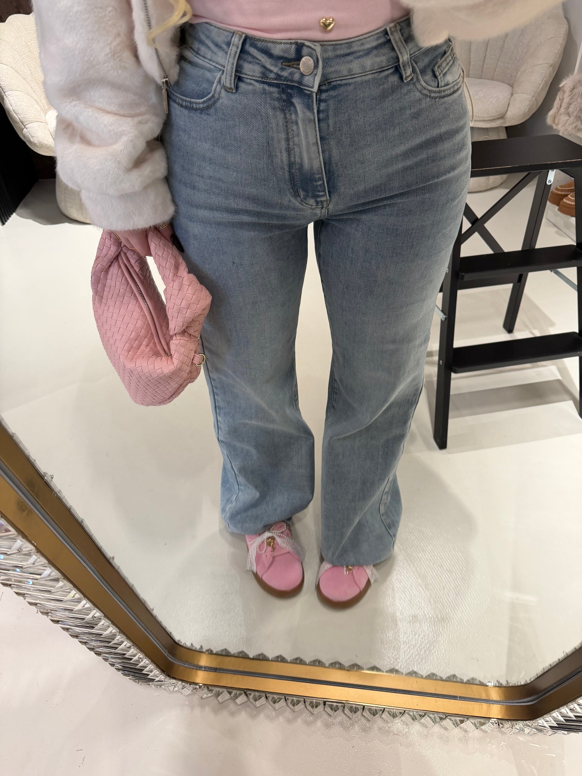 Jeans Basic Wide Leg Denim Chiaro - R.a. Boutique