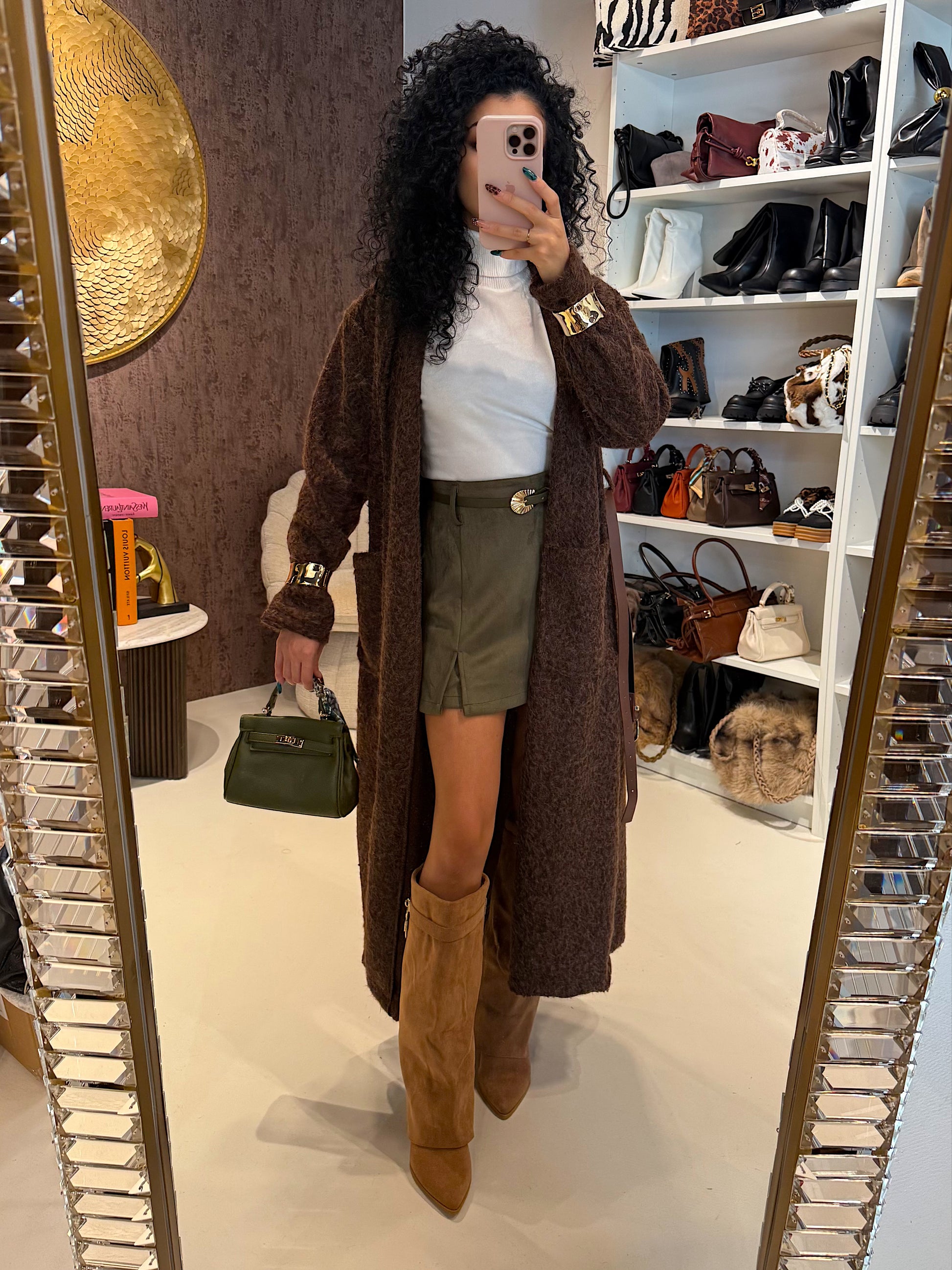 Gonna in camoscio con cinturina - R.a. Boutique