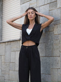 Completo smanicato e pantalone gessato nero - R.a. Boutique 
