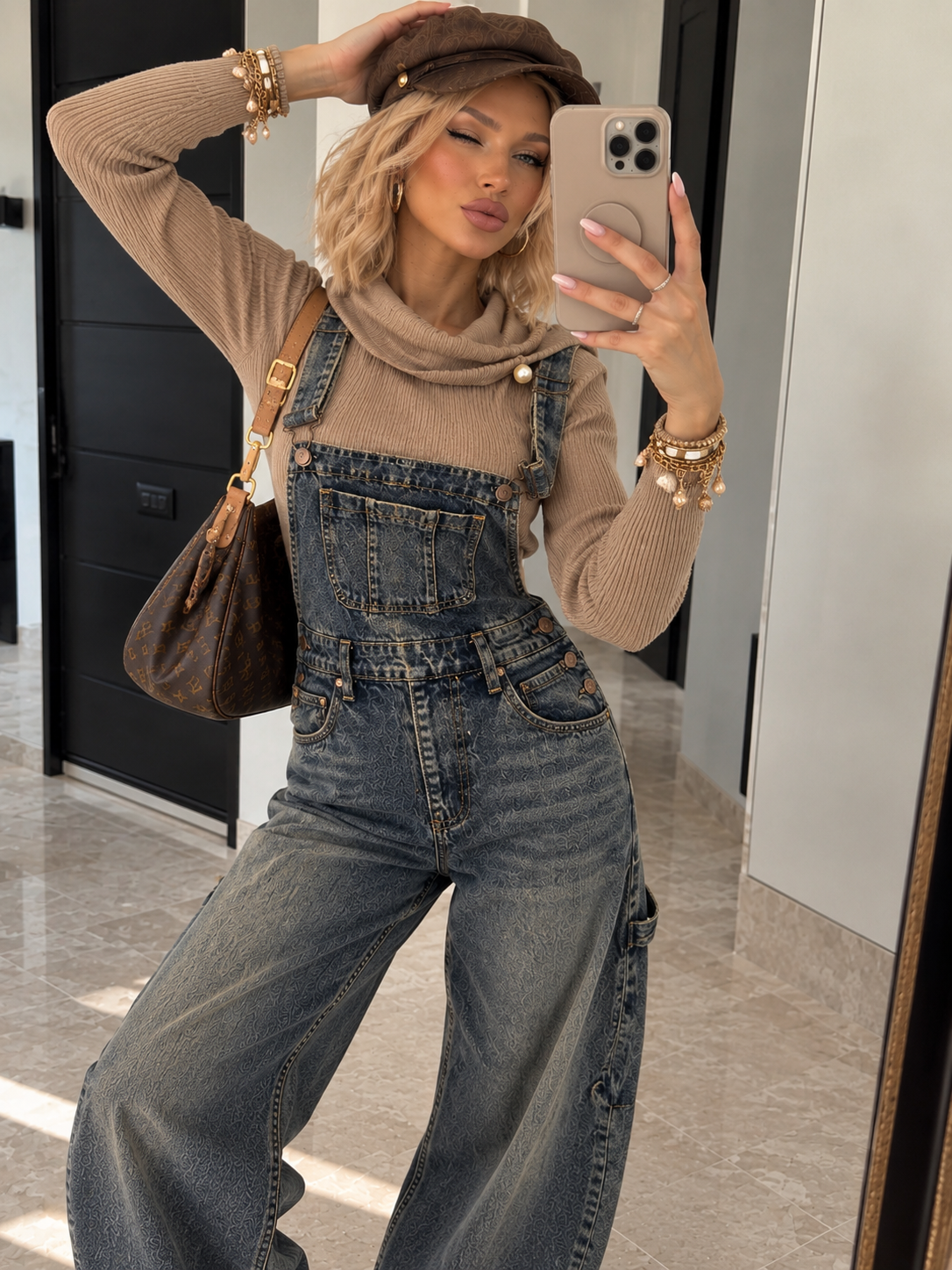 Salopette Jeans Wide Leg Denim Washed - R.a. Boutique