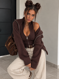 Set Twin Zip in Maglia con Gilet e Giacca - Marrone caffè - R.a. Boutique