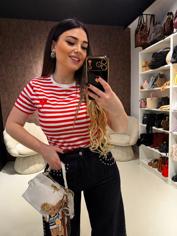 Maglia a righe con cuore - R.a. Boutique