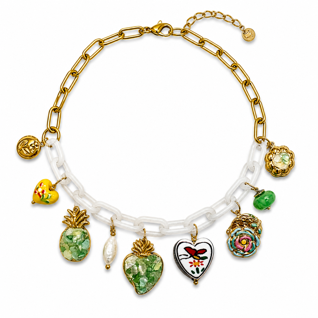 Collana Ananas Verde con cuori - R.a. Boutique