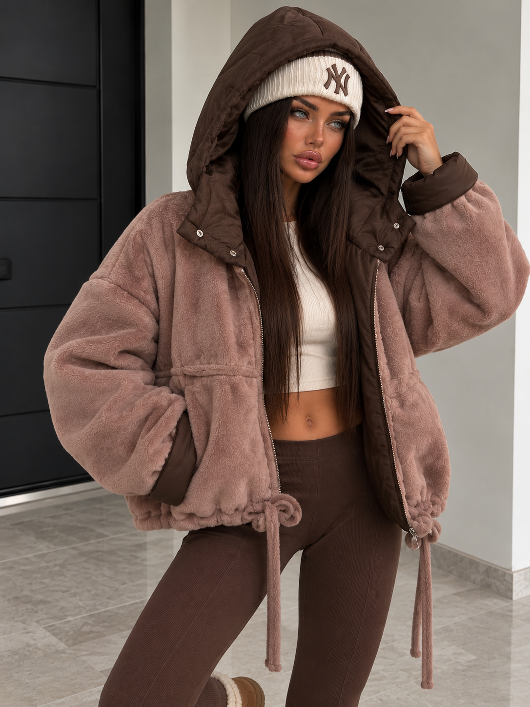 Giaccone Soft Winter con Cappuccio Imbottito – Tortora Chocolate - R.a. Boutique