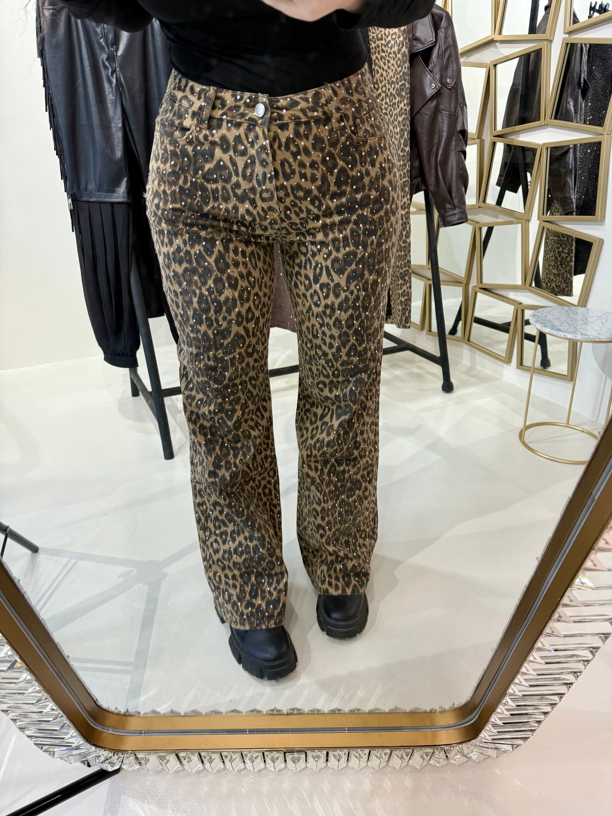 Pantalone con strass animalier - R.a. Boutique