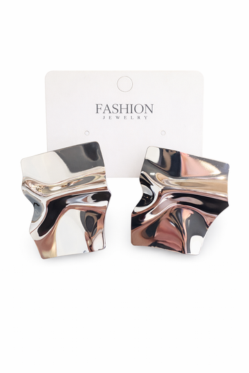 Orecchini Quadrato Onda Argentati - R.a. Boutique