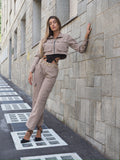Completo giacca e pantalone cargo Camel - R.a. Boutique 