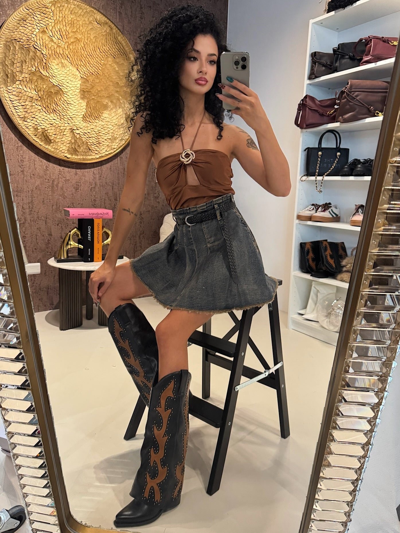 Gonna in jeans con cintura - R.a. Boutique