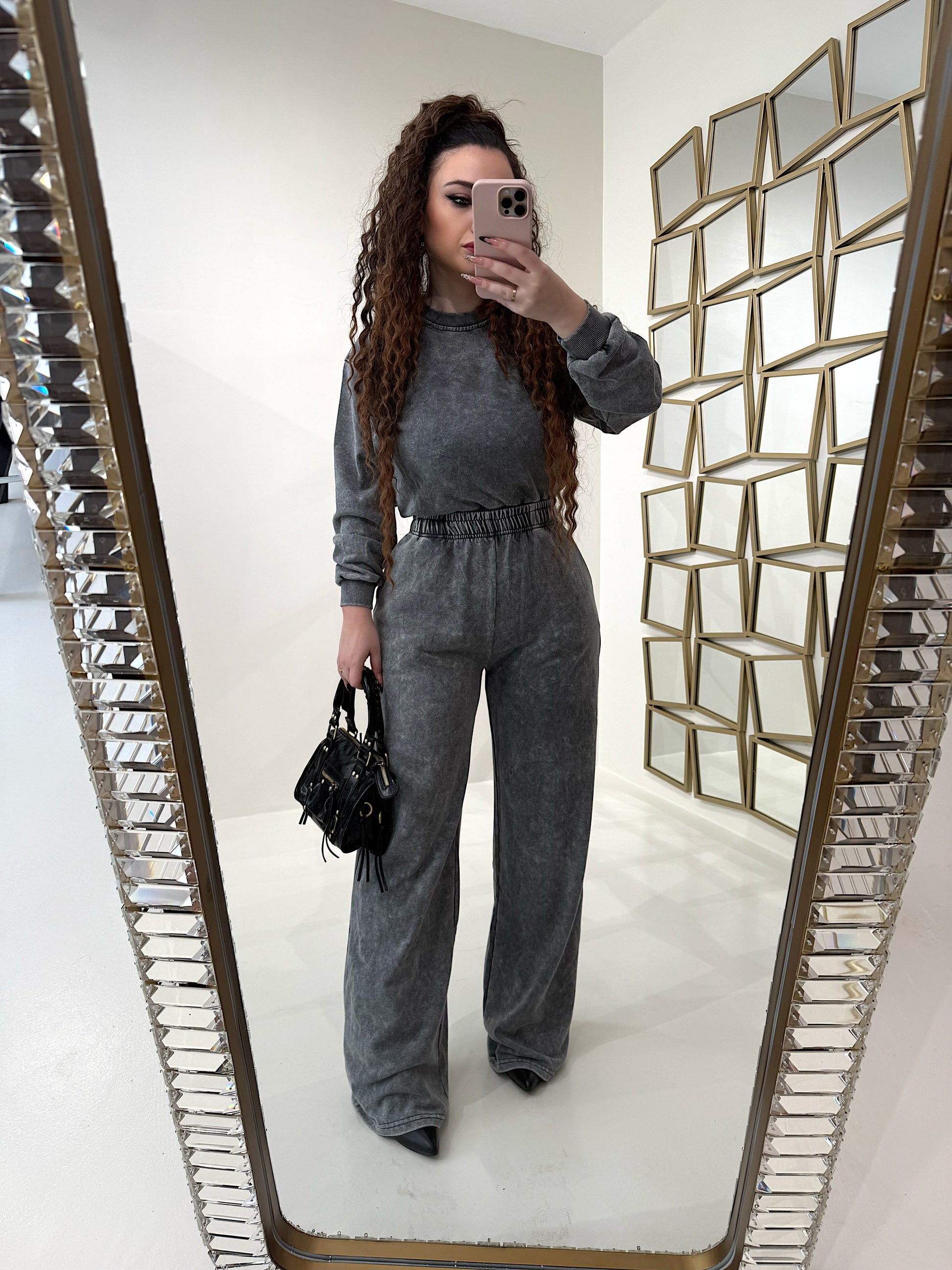 Completo felpa e pantalone effetto denim - R.a. Boutique