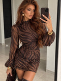 Abito Drappeggiato Animalier Chocolate - R.a. Boutique