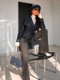 Completo Denim Dark Brown – Giacca Crop & Pantalone Flare - R.a. Boutique