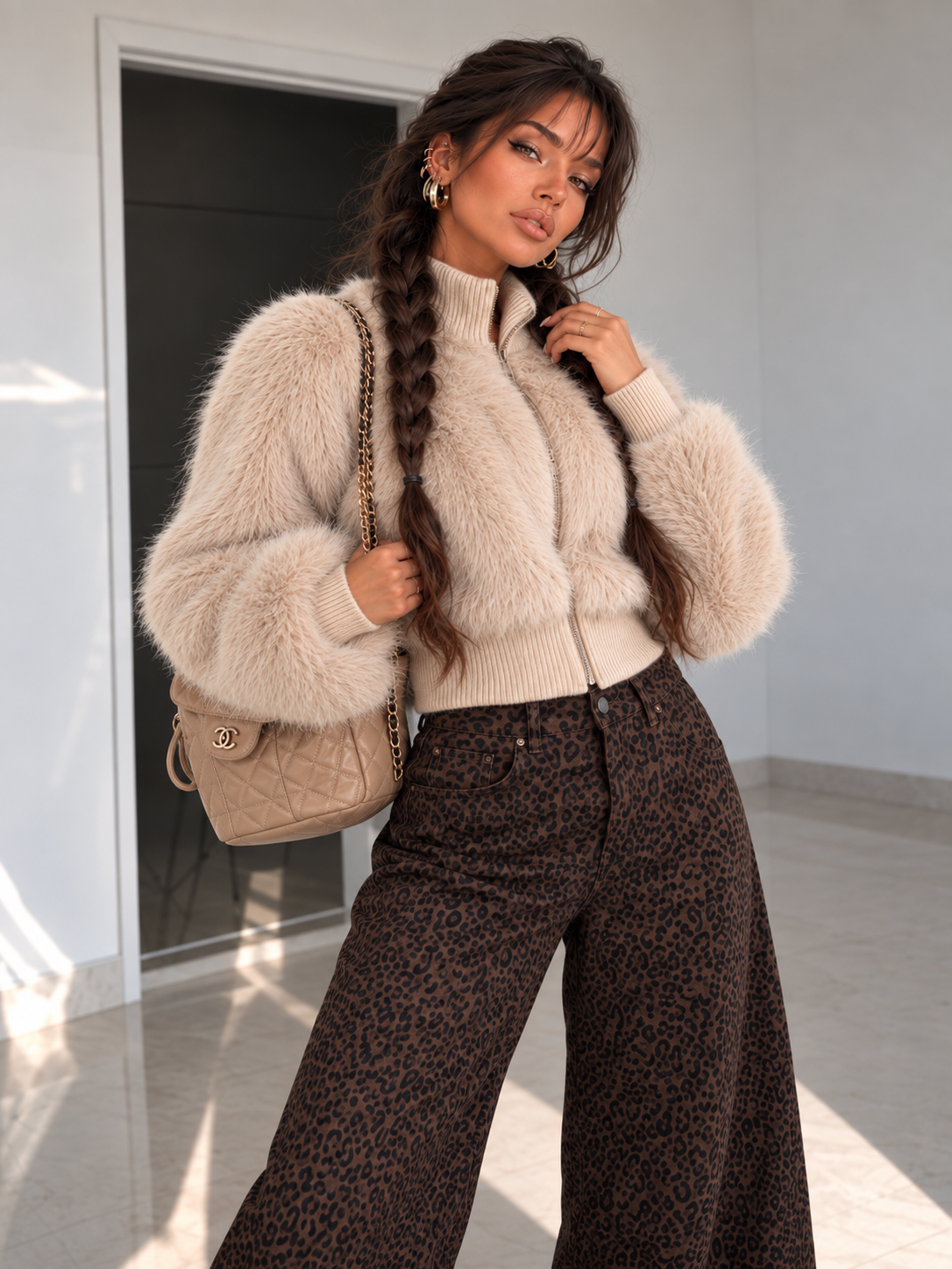 Jeans Barrel Animalier Brown - R.a. Boutique