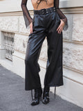 Pantalone ecopelle con cintura - R.a. Boutique 