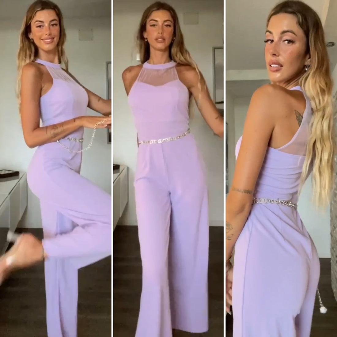 Tuta lilla con trasparenze - R.a. Boutique 