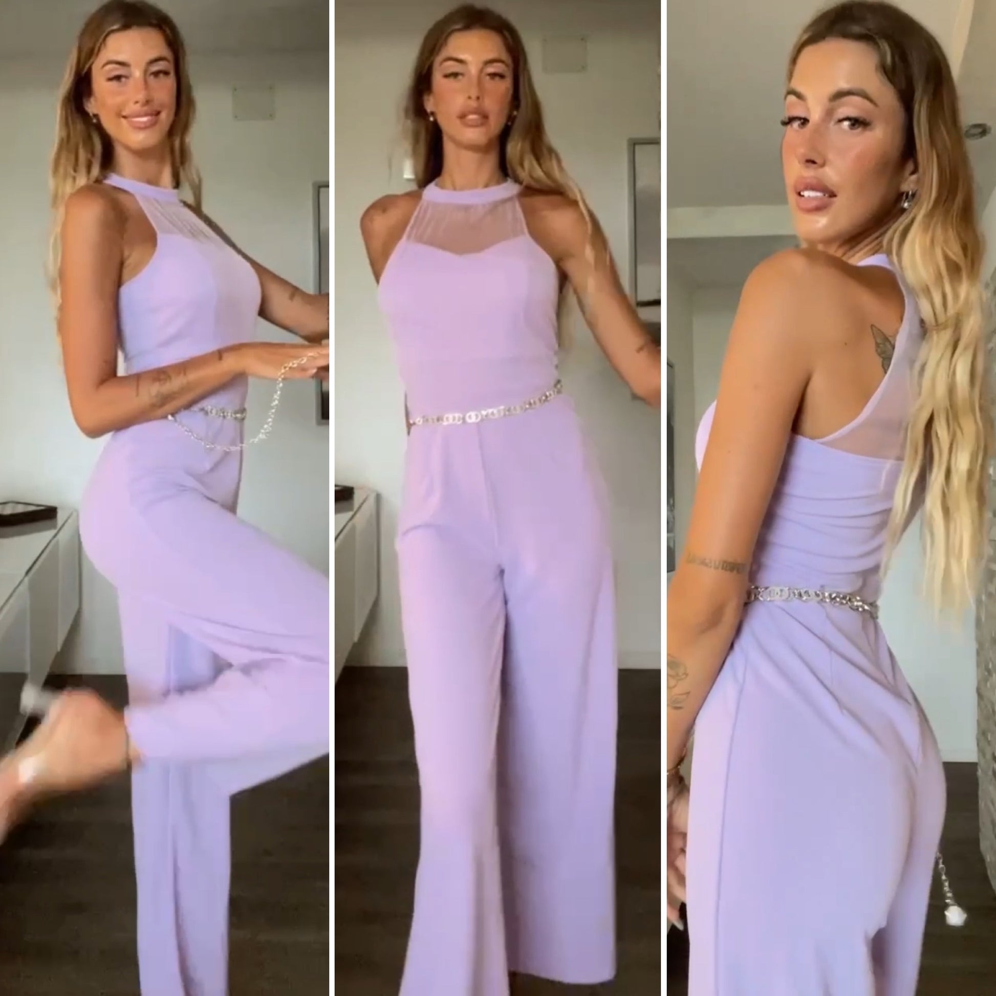 Tuta lilla con trasparenze - R.a. Boutique 